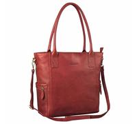 Benthill Damen Shopper Leder - Umhängetasche aus echtem Rindsleder - Handtasche mit Reißverschluss - Schultertasche/Vintage Tasche, Farbe:Rot