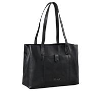 Benthill Damen Tasche Leder - Handtasche aus echtem Rindsleder - Große Schultertasche mit Reißverschluss - Vintage Umhängetasche XL, Farbe:Schwarz