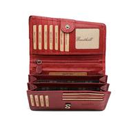 Benthill Geldbörse Damen Groß Echt Leder - RFID Portemonnaie Gross aus echtem Rindsleder - XXL Geldbeutel mit vielen Kartenfächer, Farbe:Rot