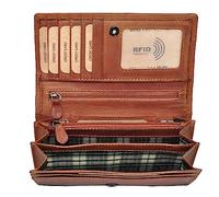 Benthill Geldbörse Damen Leder - Hochwertige Echt-Leder Damen Portemonnaie mit RFID Schutz - Lange Vintage Damenbörse - Frauen Portmonee inkl. Geschenkbox, Farbe:Braun