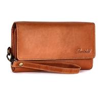 Benthill Geldbörse Damen Leder RFID | Damen Portemonnaie Groß mit vielen Kartenfächer | Grosses Vintage Slim Portmonee | Schmale Lange Damenbörse inkl. Geschenkbox, Farbe:Braun