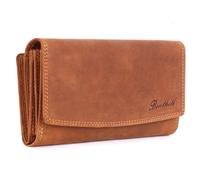 Benthill Geldbörse Groß Echt-Leder | Damen Portemonnaie XXL mit RFID Schutz | Vintage Frauen Geldbeutel mit vielen Kartenfächer inkl. Geschenkbox, Farbe:Brown - Tan (H)