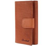 Benthill Große Geldbörse Damen Leder | Portemonnaie Gross mit vielen Kartenfächer | Langer Geldbeutel mit RFID Schutz | Echt Leder Damenbörse inkl. Geschenkbox, Farbe:Braun