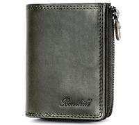 Benthill Kleine Geldbörse Echt Leder | Damen & Herren Geldbeutel mit RFID Schutz | 7 Kartenfächer | Slim-Wallet inkl. Geschenkbox, Farbe:Olive - Grau
