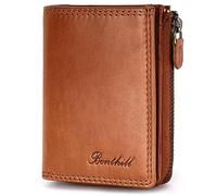 Benthill Kleine Geldbörse Echt Leder | Damen & Herren Geldbeutel mit RFID Schutz | 7 Kartenfächer | Slim-Wallet inkl. Geschenkbox, Farbe:Braun