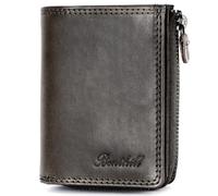 Benthill Kleine Geldbörse Echt Leder | Damen & Herren Geldbeutel mit RFID Schutz | 7 Kartenfächer | Slim-Wallet inkl. Geschenkbox, Farbe:Grau