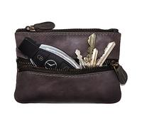 Benthill Schlüsseletui Leder | Schlüsseltasche Echt Leder | Kleines Schlüsselmäppchen für Damen & Herren inkl. Geschenkbox, Farbe:Grau