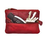 Benthill Schlüsseletui Leder | Schlüsseltasche für Damen & Herren Echt-Leder | Schlüsselmäppchen aus echtem Rindsleder inkl. Geschenkbox, Farbe:Rot