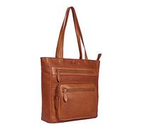Benthill Schultertasche Damen Echt Leder | Shopper aus echtem Rindsleder | Vintage Handtasche mit vielen Fächern | Damen-Leder-Tasche | Beutel, Farbe:Braun