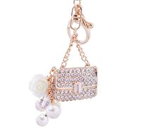 Benust Tasche Schlüsselanhänger Auto mit Schlüsselring, Mini Tasche Anhänger Führerschein Geschenk für Mädchen Frauen Freundin, Bling Metall Schlüssel Anhänger