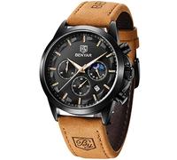 BENYAR by Uhren Herren Armbanduhr Herren Chronograph Analog Quarz Wasserdicht Braunes Lederarmband Herrenuhr Leuchtende Datum Mode Lässig Business-Kleid Uhren Elegantes Geschenk fur Männer