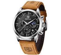 BENYAR by Uhren Herren Armbanduhr Herren Chronograph Analog Quarz Wasserdicht Braunes Lederarmband Herrenuhr Leuchtende Datum Mode Lässig Business-Kleid Uhren Elegantes Geschenk fur Männer