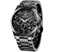 BENYAR by Uhren Herren Edelstahl Armbanduhr Herren Chronograph Analog Quarz Wasserdicht Herrenuhr Leuchtende Datum Mode Lässig Business-Kleid Uhren Elegantes Geschenk fur Männer