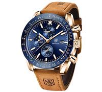 BENYAR Herren Uhren Quarzuhr Fashion Business Sports Wasserdichter Chronograph Geschenk Analoguhr Armbanduhr (Braunblau)