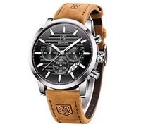 BENYAR Herrenuhr by Mode Quarzwerk Armbanduhr Analog Chronograph Business Wasserdicht und Kratzfest Edelstahlarmband Freizeit Sportuhren für Herren（braun Silber schwarz）