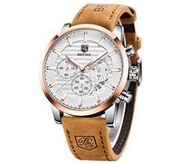 BENYAR Herrenuhr by Mode Quarzwerk Armbanduhr Analog Chronograph Business Wasserdicht und Kratzfest Edelstahlarmband Freizeit Sportuhren für Herren（braun Gold weiß）