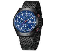 BENYAR Herrenuhr Military Time Code Uhr Mesh-Armband Analoges Quarzwerk Business Datum wasserdichte Uhr Herrengeschenk BY-5200M(Schwarz Blau)