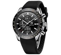 BENYAR Herrenuhr Quarz Sport Chronograph Mode Marken Business Uhr Herren Braun Lederuhr Wasserdicht Kratzfest Analog Automatik Datum Elegantes Geschenk Armbanduhr (Silber Schwarz-J