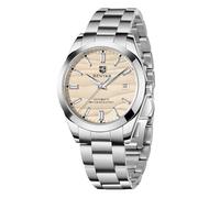 BENYAR Mechanische Herrenuhr Automatisches Uhrwerk 50M Wasserdicht Leuchtendes Datumsdisplay Einfach ablesbar Casual Business Edelstahl Herrenuhr（Gelb）