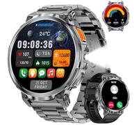 BENYAR SMART Militär Smartwatch Herren, 1.85" HD Großbildschirm, Taschenlampe, Anrufe, 120+ Sportmodi/Schrittzähler/Kalorien Fitnessuhr, Multifunktion Smartwatch für iOS Android, Schwarz