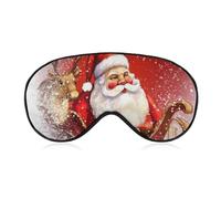 Bequeme Augenmaske für den Schlaf, Weihnachtsmann, bedruckt, lichtblockierend, Augenabdeckung mit verstellbarem Riemen, Augenklappen, Augenbinde für Büro, Nickerchen, Reisen