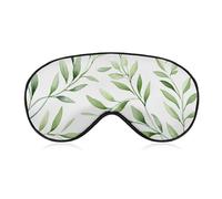 Bequeme Augenmaske zum Schlafen, grüne Blätter, bedruckt, lichtblockierend, Augenabdeckung mit verstellbarem Riemen, Augenklappen, Augenbinde für Büro, Nickerchen, Reisen