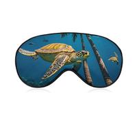 Bequeme Augenmaske zum Schlafen, Palmen und Meeresschildkröten, Tauchen, Unterwasser-Druck, lichtblockierend, Augenabdeckung mit verstellbarem Riemen, Augenklappen, Augenbinde für Büro, Nickerchen,