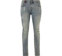 Bequeme Jeans 2Y PREMIUM "2Y Premium 2Y CARLOS DESTROYED SLIM FIT JEANS", Herren, Gr. 30, Normalgrößen, blau (sand blau), 98% Baumwolle, 2% Elasthan, unifarben, Jeans (25781560-30) sand blau