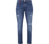 Bequeme Jeans 2Y PREMIUM "2Y Premium 2Y MATEO DESTROYED SLIM FIT JEANS", Herren, Gr. 30, Normalgrößen, blau (midblau), 98% Baumwolle, 2% Elasthan, unifarben, Jeans (52120955-30) midblau
