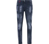 Bequeme Jeans 2Y PREMIUM "2Y Premium CARLOS DESTROYED SLIM FIT JEANS", Herren, Gr. 34, Normalgrößen, blau (midblau), 98% Baumwolle, 2% Elasthan, unifarben, Jeans (32318528-34) midblau