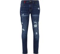 Bequeme Jeans 2Y STUDIOS "2Y Studios 2Y EMILIO RIPPED SLIM FIT JEANS", Herren, Gr. 33, Normalgrößen, midblau, 98% Baumwolle, 2% Elasthan, unifarben, Jeans (64508763-33) midblau
