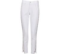 Bequeme Jeans AENGELS "AENGELS Ornella Detail Fringe", Damen, Gr. 42, Normalgrößen, weiß, 88% Baumwolle, 10% Polyester, 2% Elasthan, unifarben, Jeans (81647308-42) weiß