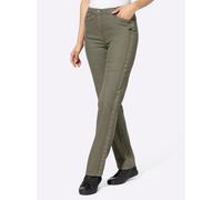 Bequeme Jeans CLASSIC BASICS, Damen, Gr. 40, Normalgrößen, grün (khaki), 81% Baumwolle, 17% Polyester, 2% Elasthan, unifarben, lang, Jeans (44656252-40) khaki