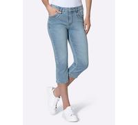 Bequeme Jeans HEINE, Damen, Gr. 40, Normalgrößen, blau (blau, bleached), 81% Baumwolle, 17% Polyester, 2% Elasthan, unifarben, kurz, Jeans (52962553-40) blau, bleached