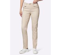 Bequeme Jeans HEINE, Damen, Gr. 40, Normalgrößen, sand, 81% Baumwolle, 17% Polyester, 2% Elasthan, unifarben, lang, Jeans (73969759-40) sand