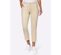 Bequeme Jeans INSPIRATIONEN, Damen, Gr. 25, Kurzgrößen, beige (sand), 85% Baumwolle, 13% Polyester, 2% Elasthan, unifarben, 7/8-Länge, Jeans (32234706-25) sand