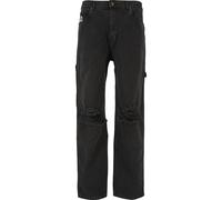 Bequeme Jeans KARL KANI "Karl Kani Herren KK Retro Baggy Workwear Knee Cut Denim", Herren, Gr. 28, Normalgrößen, bleachedschwarz, 100% Baumwolle, unifarben, Jeans (93357054-28) bleachedschwarz