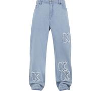 Bequeme Jeans KARL KANI "Karl Kani KK Patch Baggy Five Pocket Denim", Herren, Gr. 36, Normalgrößen, blau, 100% Baumwolle, unifarben, normal, Jeans (78666165-36) blau