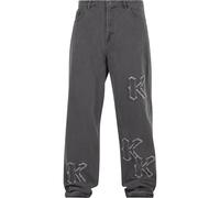 Bequeme Jeans KARL KANI "Karl Kani KK Patch Baggy Five Pocket Denim vintage", Herren, Gr. 34, Normalgrößen, grau, 100% Baumwolle, unifarben, normal, Jeans (73647848-34) grau