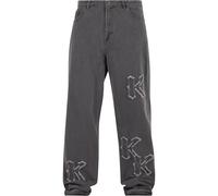 Bequeme Jeans KARL KANI "Karl Kani KK Patch Baggy Five Pocket Denim vintage", Herren, Gr. 36, Normalgrößen, grau, 100% Baumwolle, unifarben, normal, Jeans (73647848-36) grau