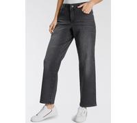 Bequeme Jeans MAC "Gracia", Damen, Gr. 40, Länge 34, grau (grau wash), Denim/Jeans, Obermaterial: 92% Baumwolle, 6% Polyester, 2% Elasthan, unifarben, comfort fit knöchellang, Jeans (44891851-40) grau