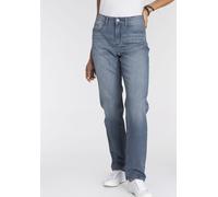 Bequeme Jeans MAC "Stella", Damen, Gr. 38, Länge 32, blau (mid blau main wash), Denim/Jeans, Obermaterial: 97% Baumwolle, 3% Elasthan, Abriebeffekte, comfort fit knöchellang, Jeans, Gerader Beinverlau