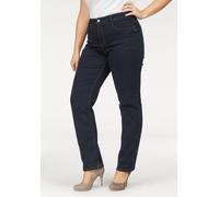 Bequeme Jeans MAC "Stella", Damen, Gr. 48, Länge 34, blau (dunkelblau rinsed), Denim/Jeans, Obermaterial: 92% Baumwolle, 5% Polyester, 3% Elasthan, clean, comfort fit knöchellang, Jeans, Gerader Beinv