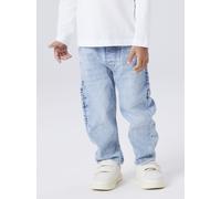 Bequeme Jeans NAME IT "NMMBEN TAP JEANS 8940-BF NOOS", Jungen, Gr. 128, N-Gr, blau (light blau denim), Denim/Jeans, Obermaterial: 99% Baumwolle, 1% Elasthan, leichte Abriebeffekte, regular fit lang, J