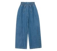 Bequeme Jeans S.OLIVER JUNIOR, Mädchen, Gr. 128, N-Gr, mid blau, Denim/Jeans, Obermaterial: 100% Baumwolle, unifarben, bequem lang, Jeans, mit elastischem breitem Bund und Bindeband (20828939-128) mid