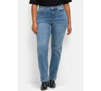 Bequeme Jeans SHEEGO, Damen, Gr. 104, Langgrößen, blau (blau denim), 96% Baumwolle, 4% Elasthan, unifarben, lang, Jeans (21033056-104) blau denim