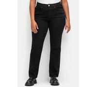Bequeme Jeans SHEEGO, Damen, Gr. 27, Kurzgrößen, schwarz (schwarz denim), 66% Baumwolle, 23% Polyester, 10% Viskose, 1% Elasthan, unifarben, lang, Jeans (44388846-27) schwarz denim