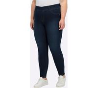 Bequeme Jeans SHEEGO, Damen, Gr. 50, Normalgrößen, blau, used, 74% Baumwolle, 22% Polyester, 3% Viskose, 1% Elasthan, unifarben, lang, Jeans (30356622-50) blau, used