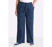 Sheego Schlupfjeans mit weitem Bein und Bindeband 56 blue-stone-washed