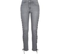 Bequeme Jeans URBAN CLASSICS "Urban Classics Damen Ladies Denim Lace Up Skinny Pants", Damen, Gr. 28, Normalgrößen, grau, 98% Baumwolle, 2% Elasthan, unifarben, Jeans (31193005-28) grau